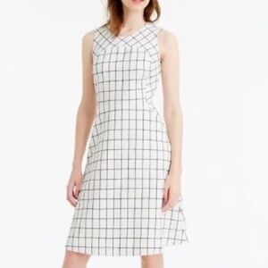 NWT J.Crew A-Line Windowpane Tweed Dress White and Navy Blue Size 00 Petite